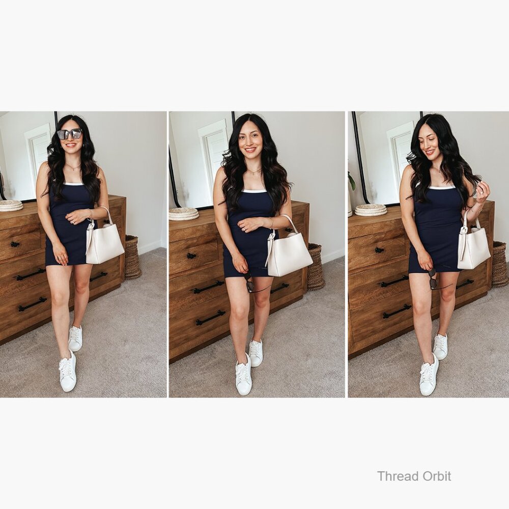 Ribbed Bodycon Mini Dress Square Neck Sleeveless Tank Top Summer Casual Party - Picture 5 of 6